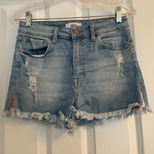 JBD high waisted jean shorts with red detail